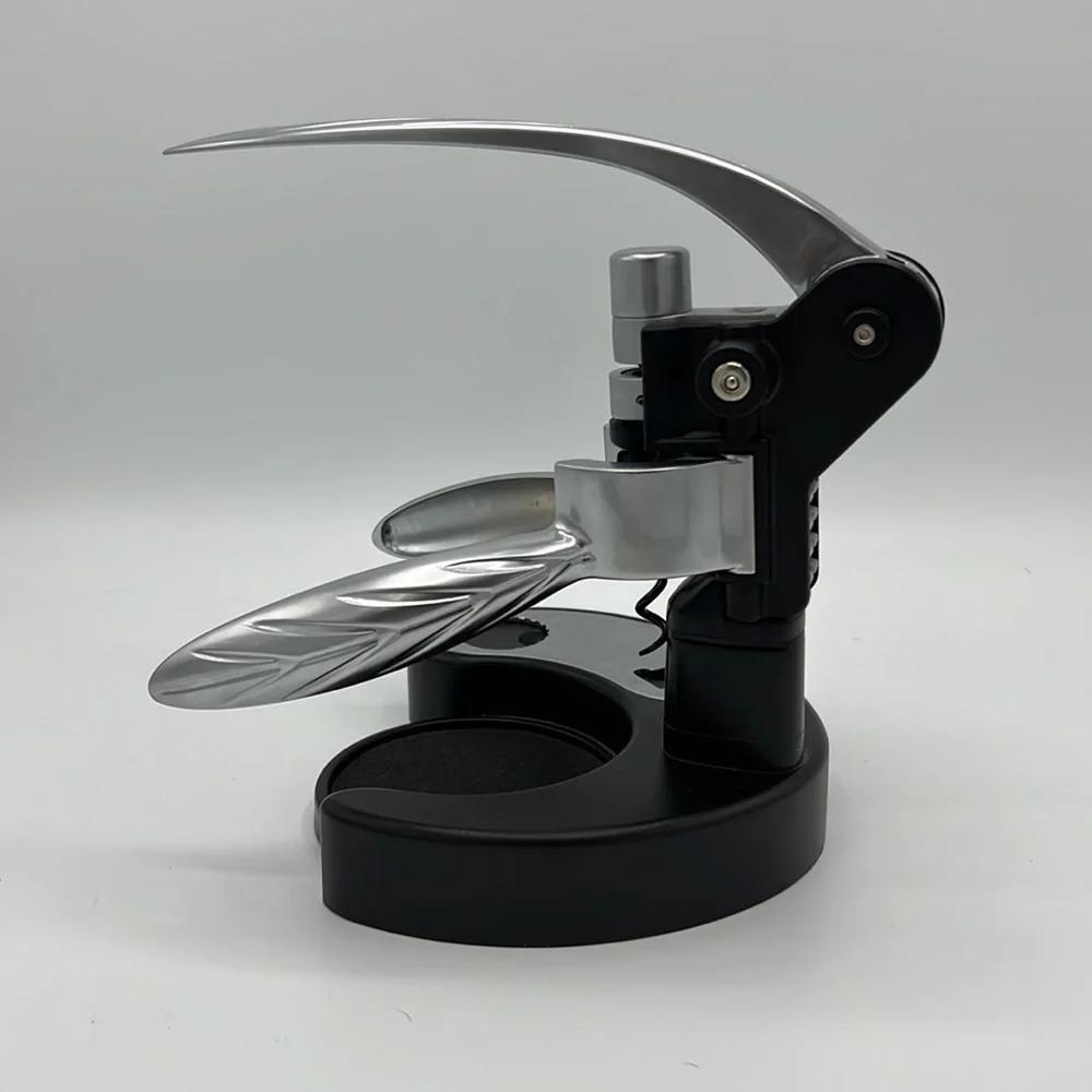 WINE BOTTLE CORKSCREW OPENER WITH STAND BLACK & SILVER